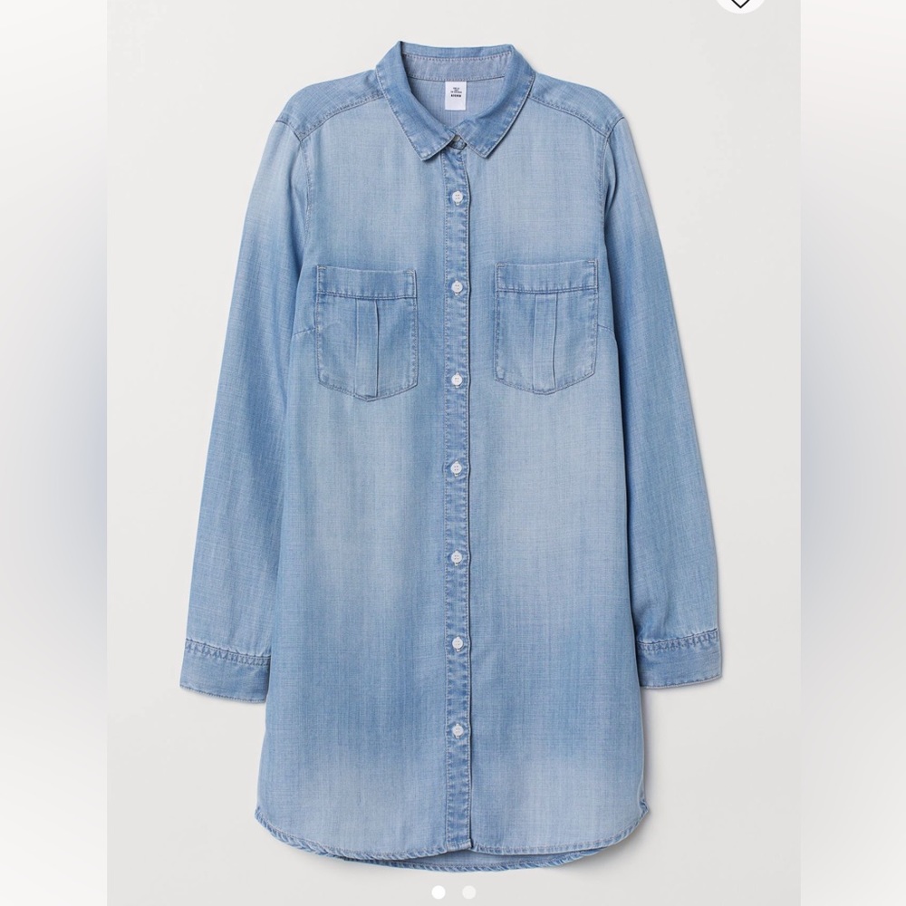 H&M Long Denim Shirt Dress- XS
